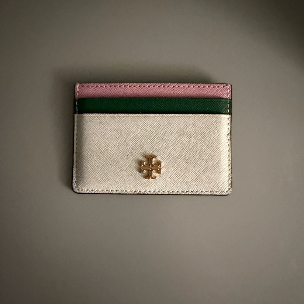 Tory Burch Blue, Green, and Pink Card Holder